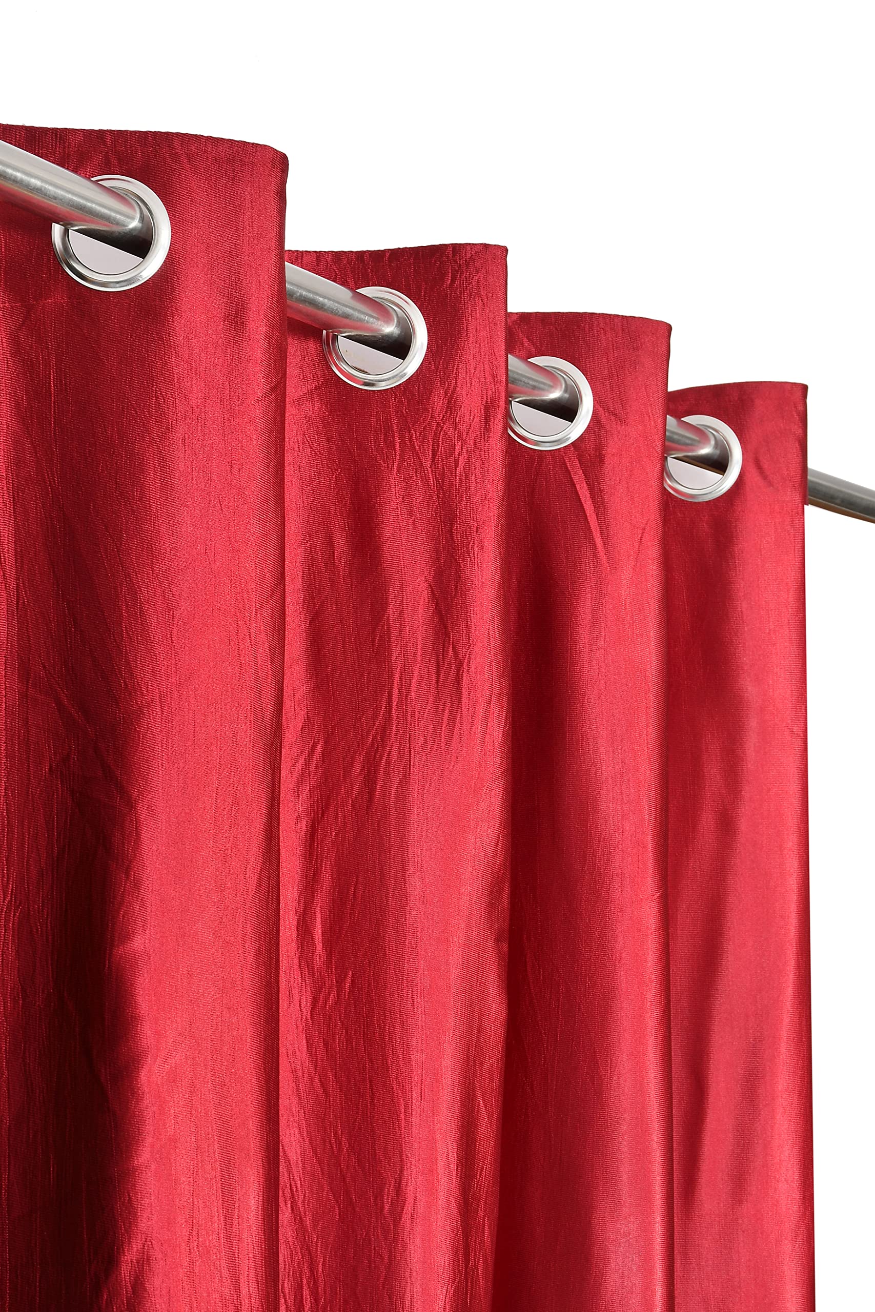 Galaxy Home Decor Solid Plain Curtains for Long Door 8 Feet, Pack of 3, Red & Cream
